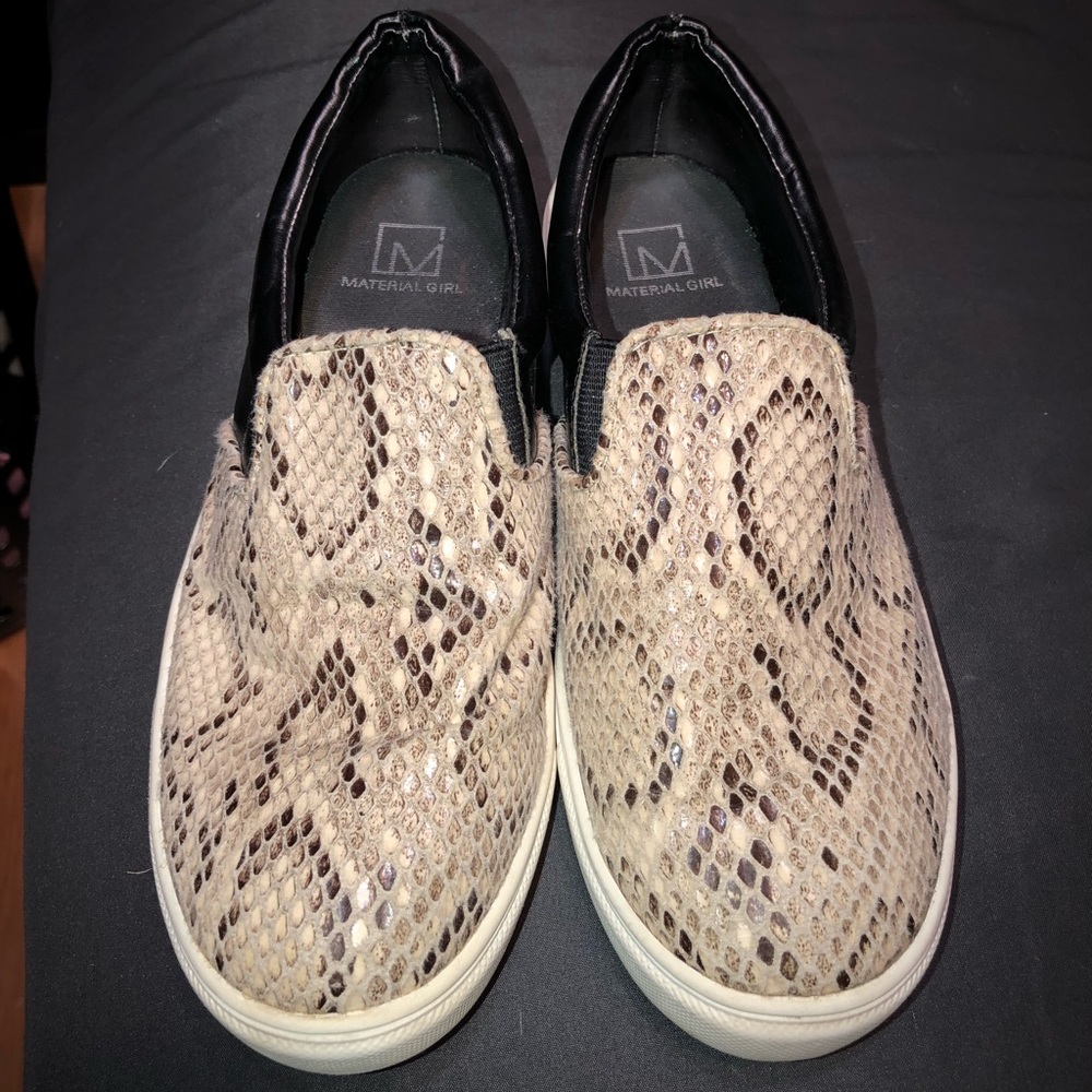 Snake skin slip ons